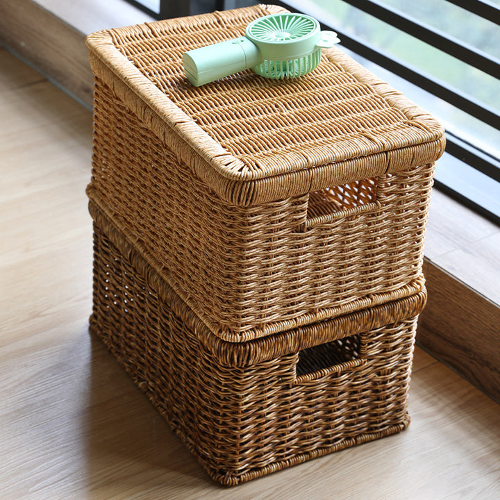 Unisex Rectangular Storage Basket with Decorative Lid Bowlift