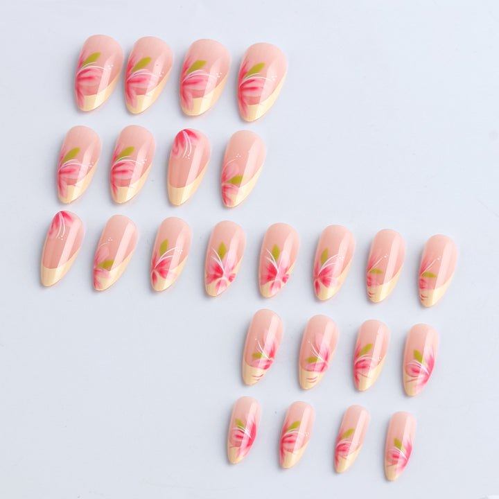 Floral Accented Long-Lasting Press-On Nails Bowlift