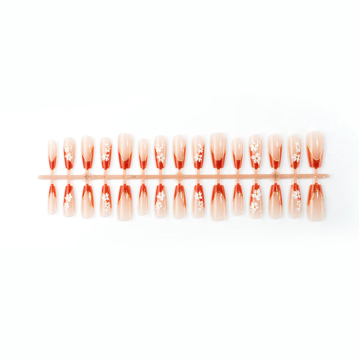 Artificial Nail Set with Floral Accents Bowlift
