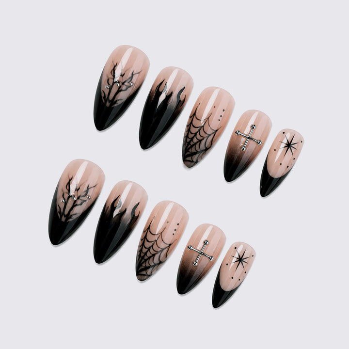 Gothic Themed Press-On Nail Set Bowlift