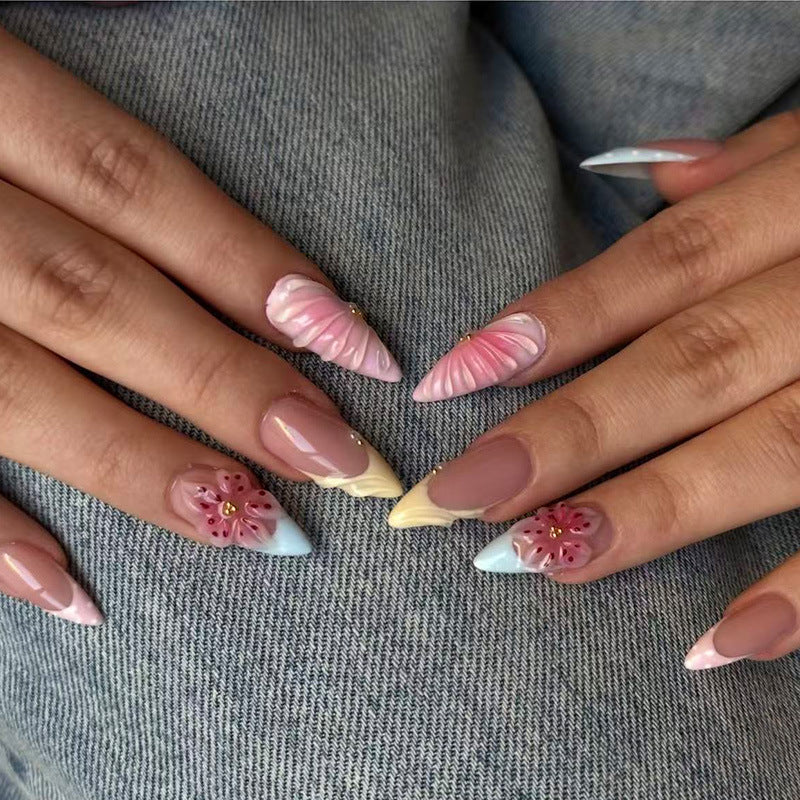 Artistic Floral Sculpted Nail Extensions Bowlift