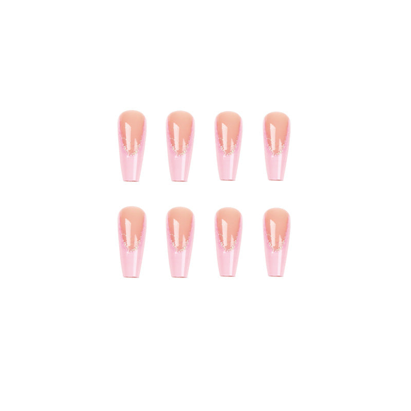 Artificial nail extensions with glitter decoration Bowlift