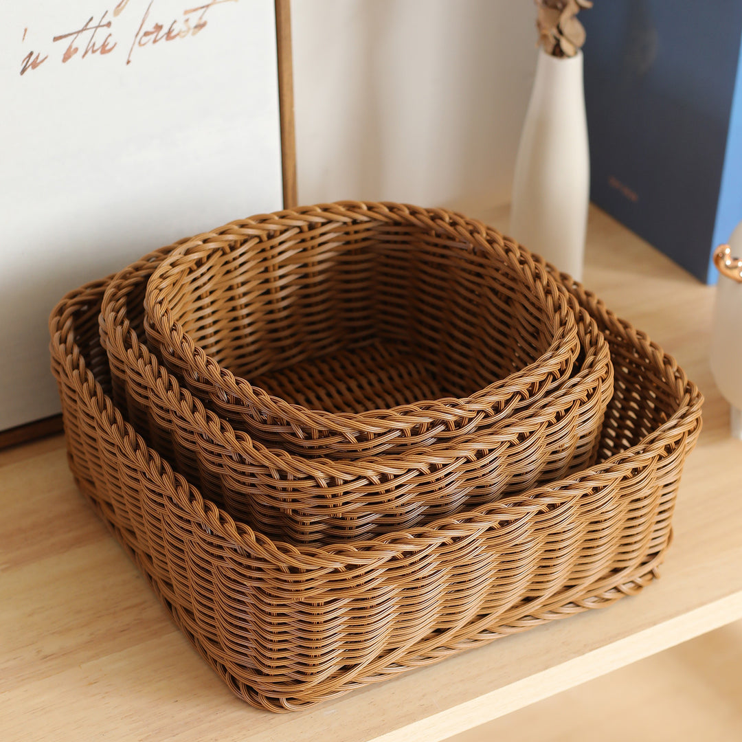 Unisex Rectangular Storage Basket with Sturdy Woven Bowlift