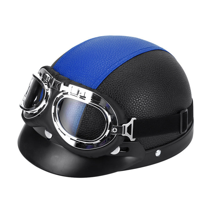 Retro open-face motorcycle helmet with detachable aviator goggles Bowlift