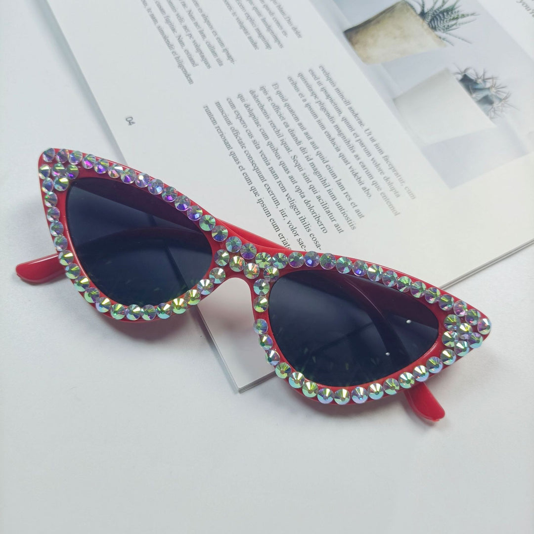 Women's Cat-Eye Sunglasses with Sparkling Crystal Trimming Bowlift