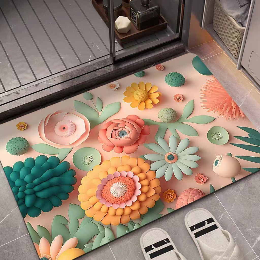 Flower Pattern Soft Indoor Mat Bowlift