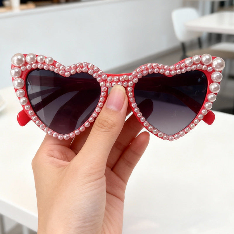 Heart-Shaped Pearl-Detail Sunglasses Bowlift