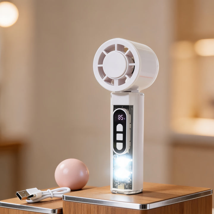 Ladies portable mini fan with LED lighting Bowlift