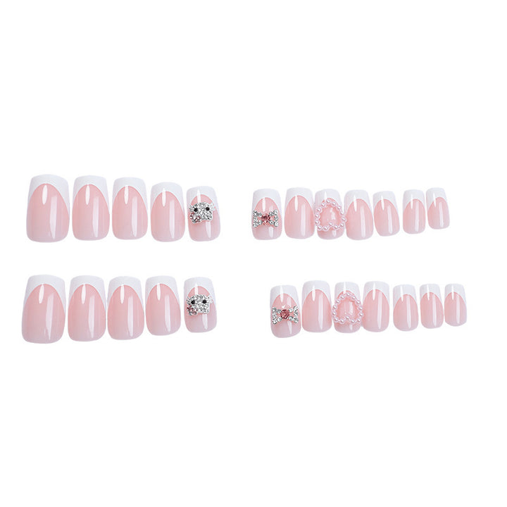 Premium Decorative Press-On Nail Set with Rhinestone and Gem Accents Bowlift