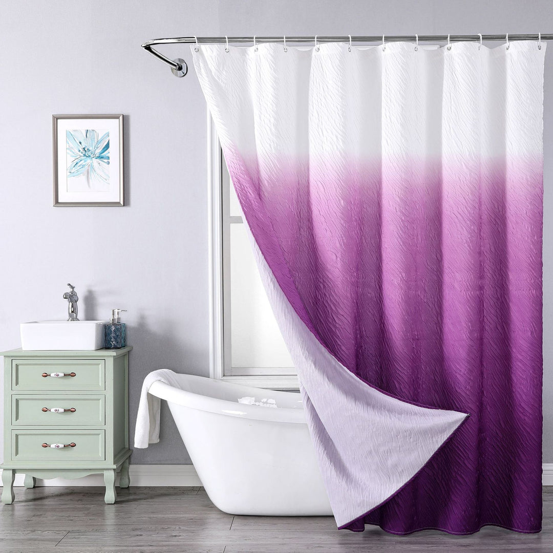 Textured Leaf Motif Shower Curtain Bowlift