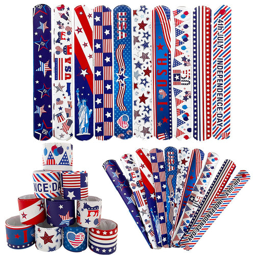 Unisex nan trendy snap bracelet set with patriotic USA motifs and flexible metal core Bowlift