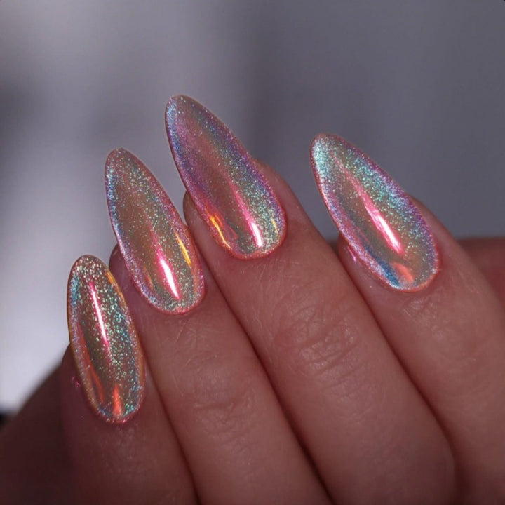 Iridescent Glossy Press-On Nail Set Bowlift