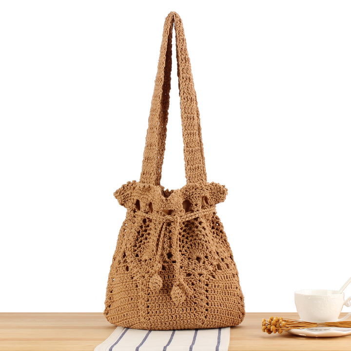 Macrame Shopper Bag with Decorative Drawstring Bowlift