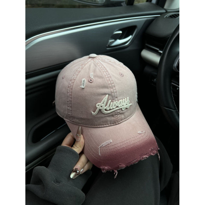 Women's Distressed Denim Style Baseball Cap Bowlift