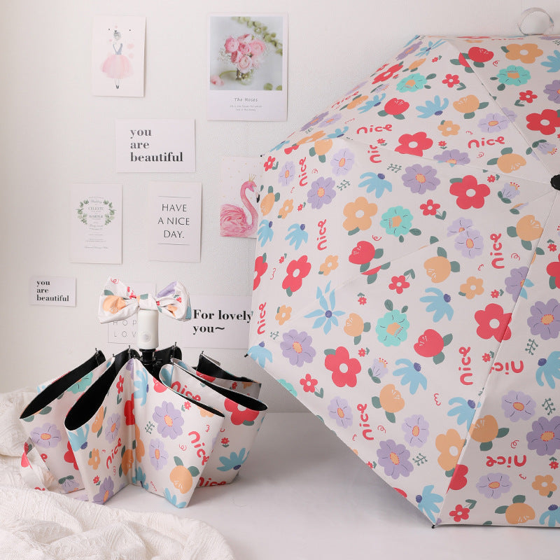 Ladies Rainbow Colored Folding Umbrellas Bowlift