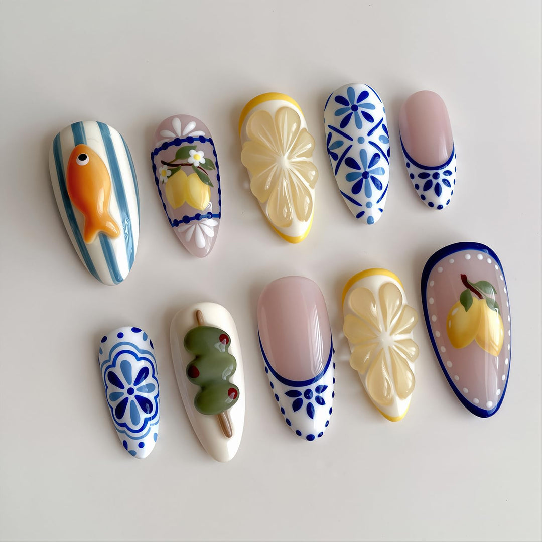 Artistic Themed Press-On Nail Set Bowlift