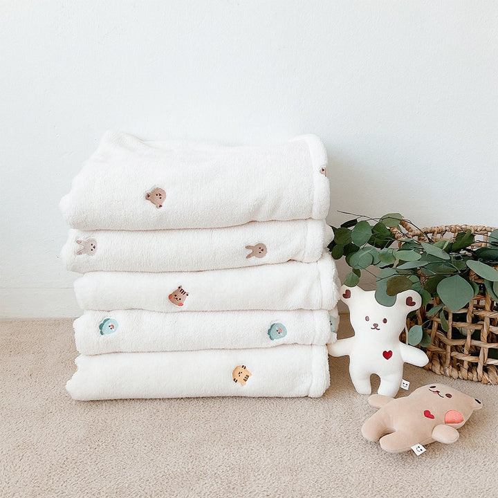 Soft Floral Embroidered Throw Blanket