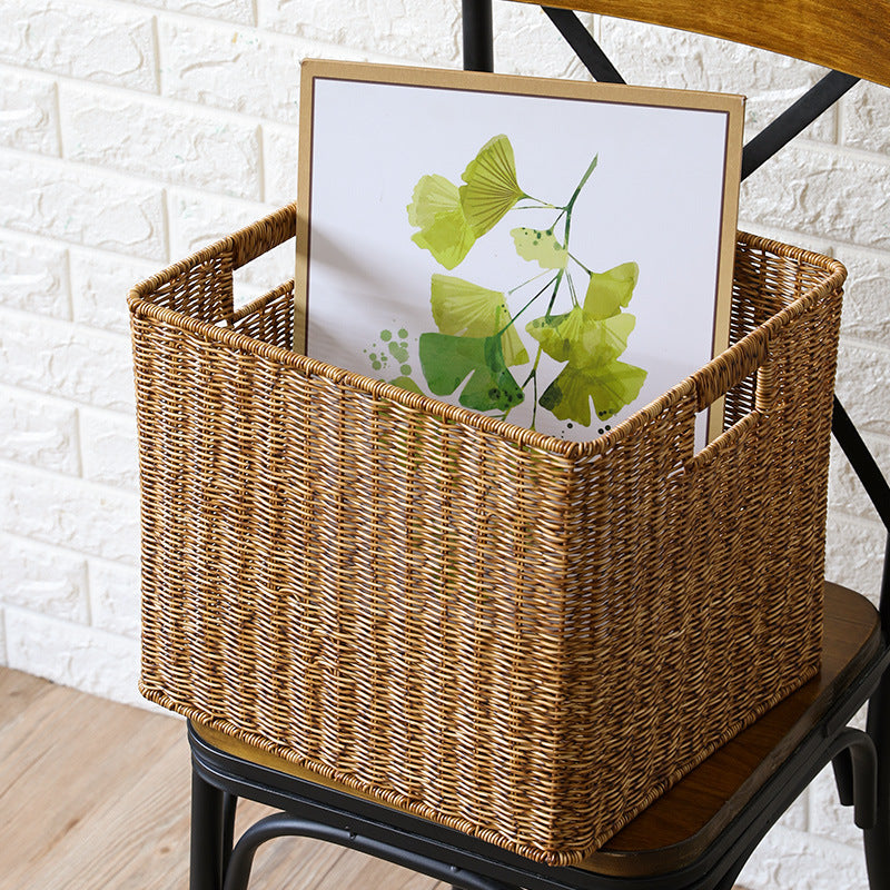 Unisex Rectangular Storage Basket made of braided rattan Bowlift
