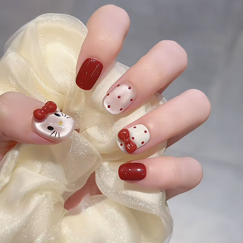 Whimsical Character-Themed Press-On Nail Set Bowlift