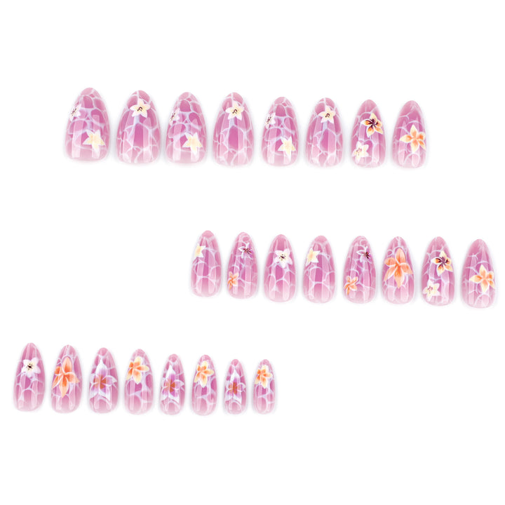 Artistic press-on nails with floral design Bowlift