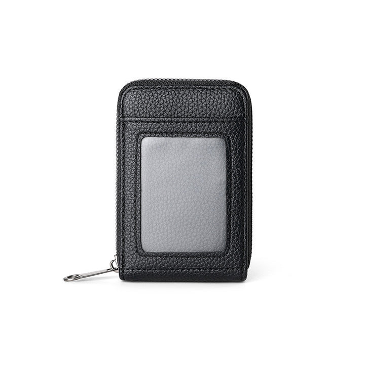 RFID-Blocking Textured Leather Zip Card Holder Bowlift