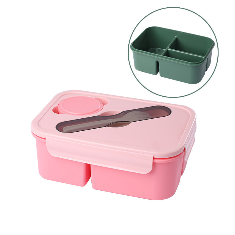 Multi-Compartment Bento Food Storage Box with Built-In Utensils