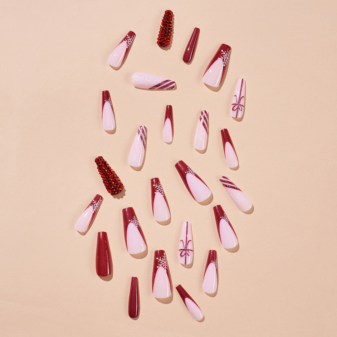 Elegant Stiletto Press-On Nail Set with Unique Design Bowlift