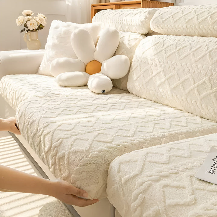 Samt-Sofa cover with diamond pattern – Soft & Luxurious | Perfect fit for any couch | Bowlift