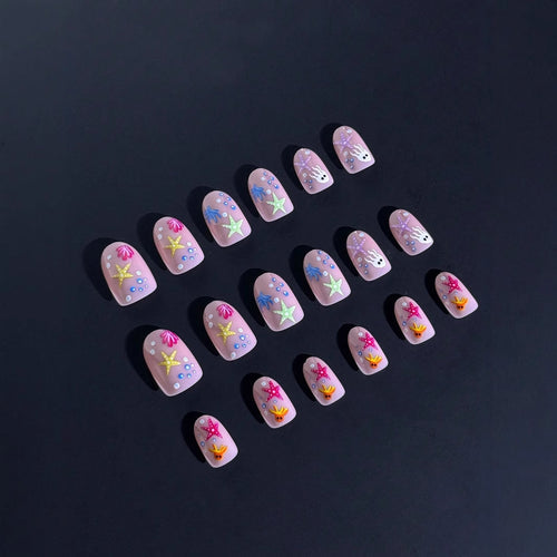 Acrylic nail set with maritime design and colorful 3D accents Bowlift