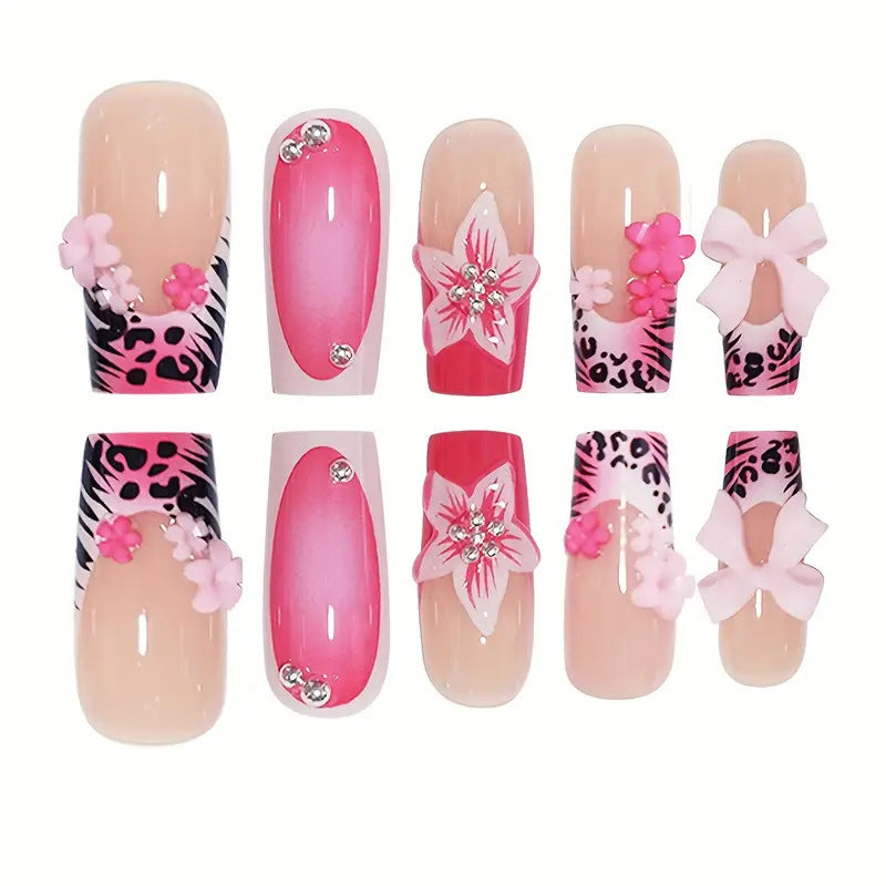 Artistic 3D Floral Nail Enhancements Bowlift