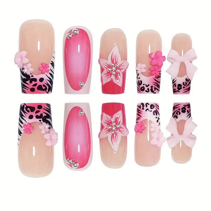 Artistic 3D Floral Nail Enhancements Bowlift