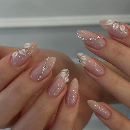 Elegant artificial nails with floral decorations Bowlift