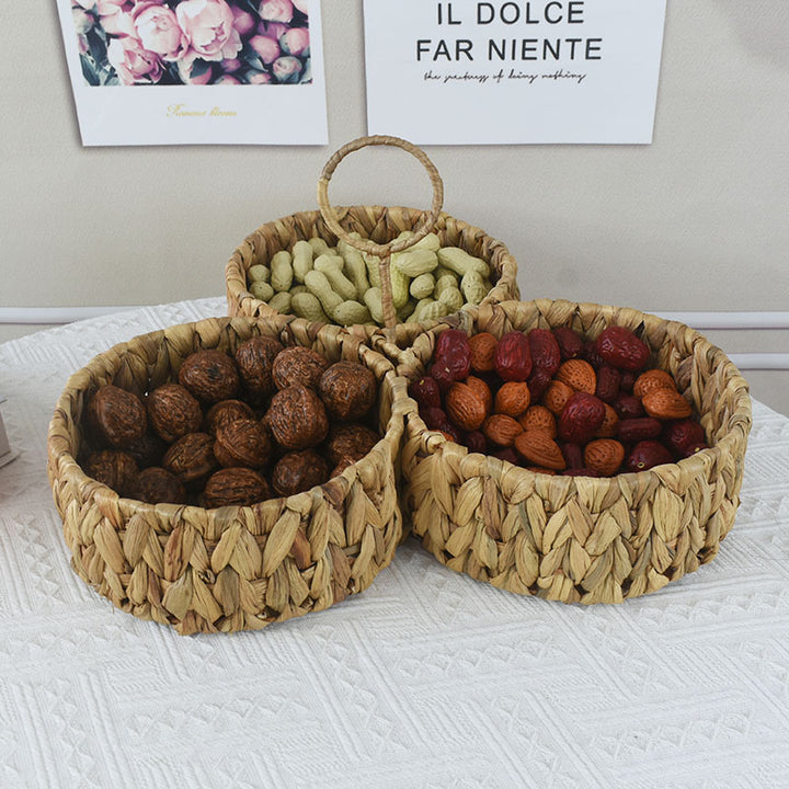 Multi-Sectional Handcrafted Woven Storage Basket Bowlift