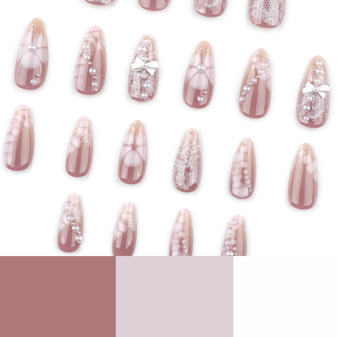 Artful Nail Extensions with Delicate Accents Bowlift
