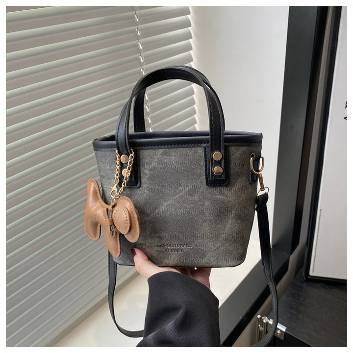 Playful Denim Mini Handheld Tote Bag Bowlift