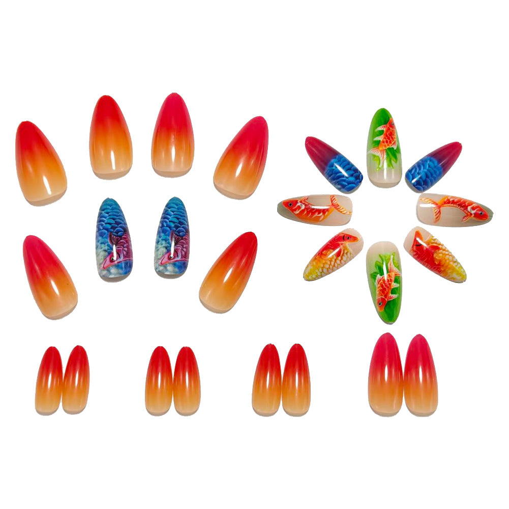 Artificial nails with 3D Koi fish design Bowlift