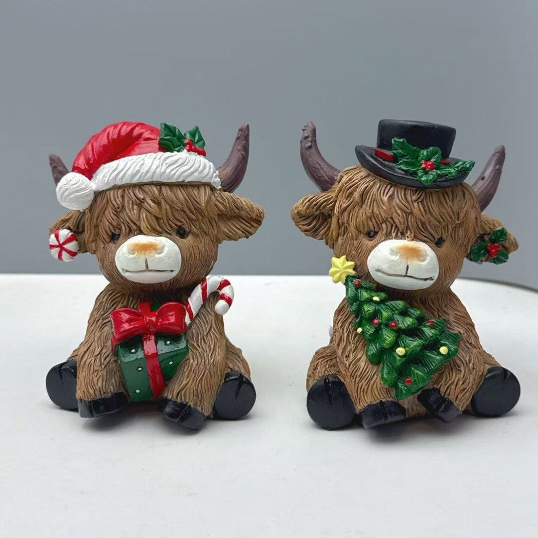 Decorative Highland Cow Figurine Bowlift