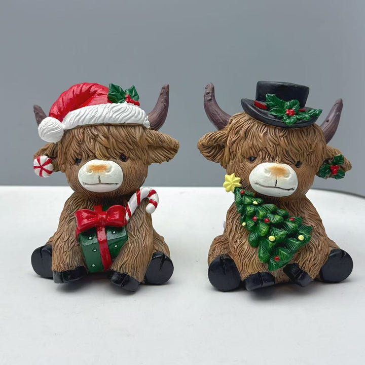 Decorative Highland Cow Figurine Bowlift