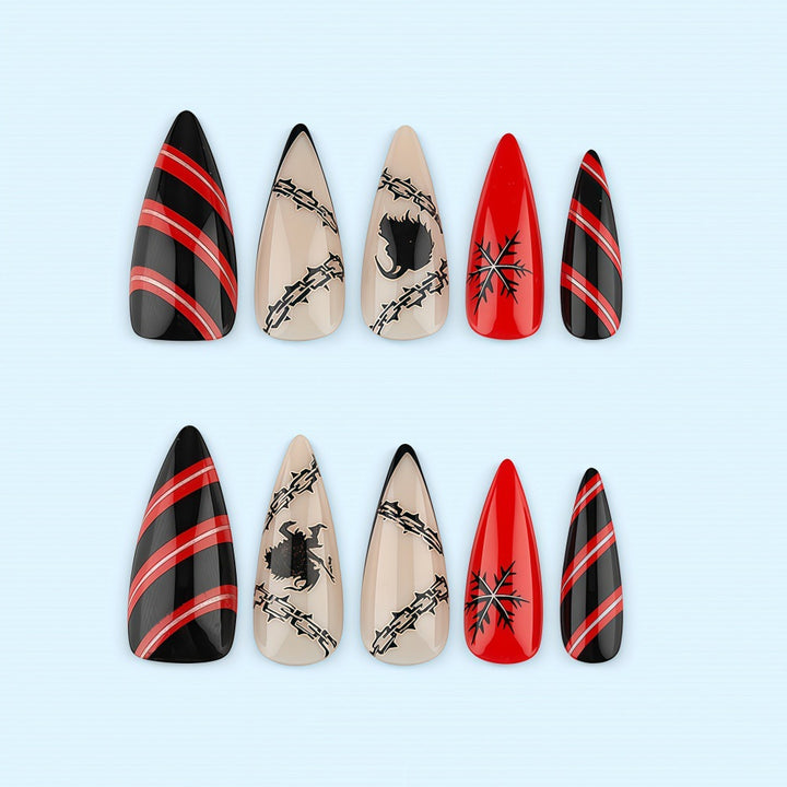Creative Nail Design Set in Gothic Style Bowlift