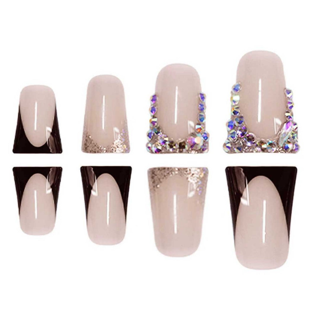 Decorative Press-On Nail Extensions with Gem Accents Bowlift