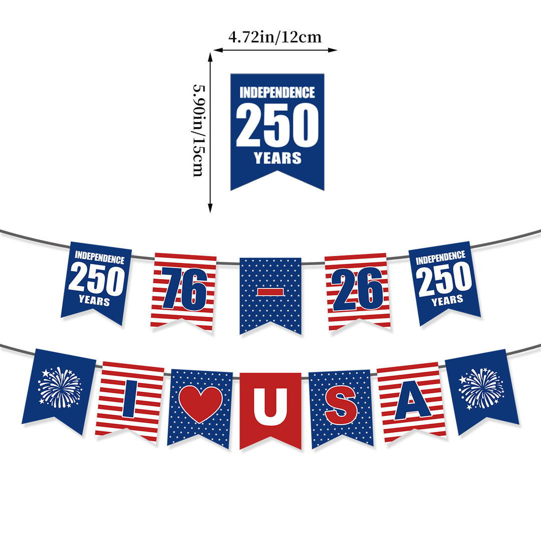 Unisex nan bunting with star motifs and stripes, weatherproof polyester party decoration Bowlift