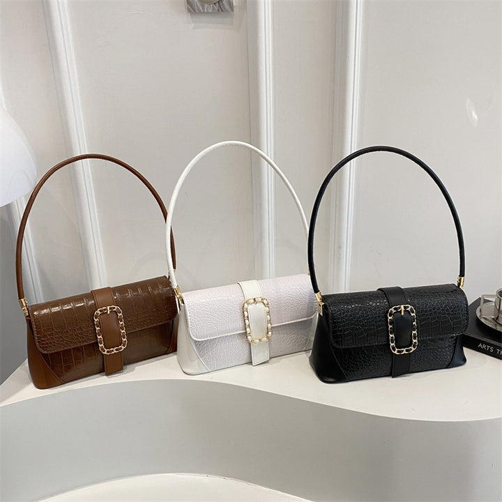 Crocodile Patterned Chain Strap Handbag Bowlift