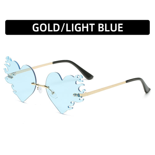 Heart-Shaped Flame Detail Sunglasses