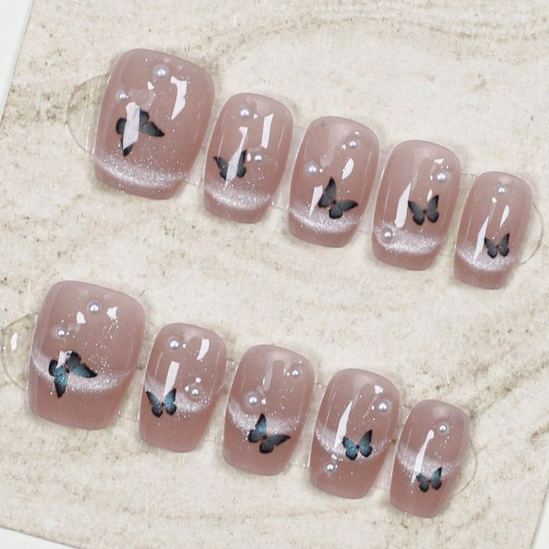 Artistic Glitter Butterfly Press-On Nails Bowlift