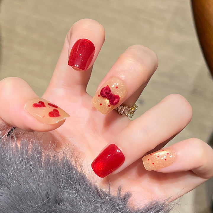 Elegant Foil and Floral Press-On Nail Set Bowlift