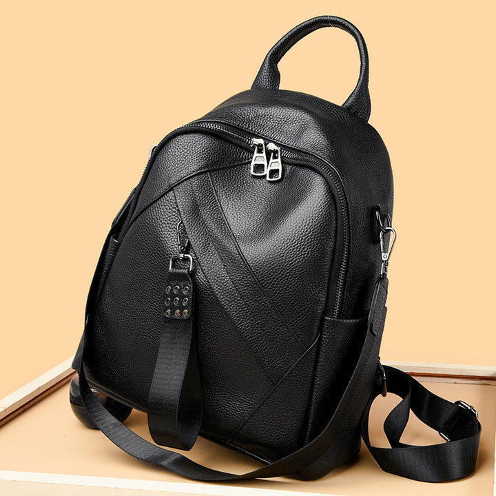 Vintage-Inspired Textured Leather Backpack Bowlift