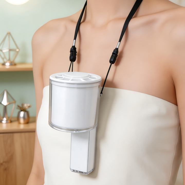 Women Portable Hand Fan with Temperature Display and LED Lighting Bowlift