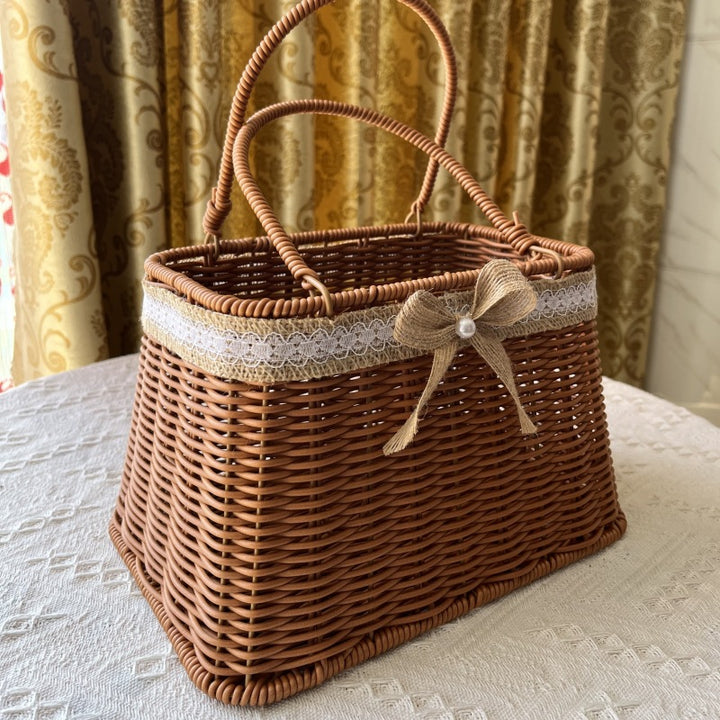 Elegant Woven Picnic Basket Bowlift