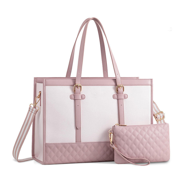 Stylish Quilted Tote Bag with Removable Cosmetic Compartment Bowlift