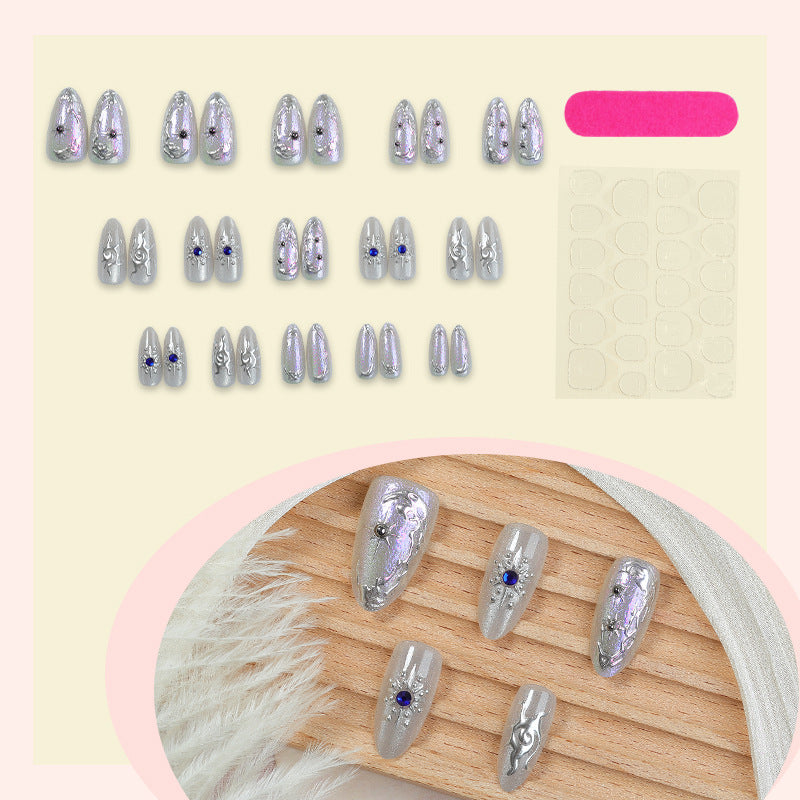 Acrylic nail set with holographic accents and elegant embellishments Bowlift